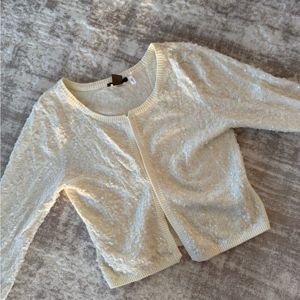 NEW Cream Sequin Cardigan